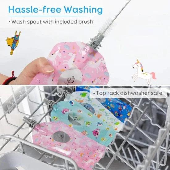 Buzio Reusable Food Pouches for Kids 150ML - 12 Packs