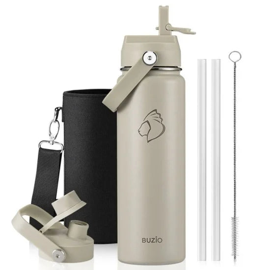 Buzio Duet Series Water Bottle with 2 Lids and Sleeve 700ML