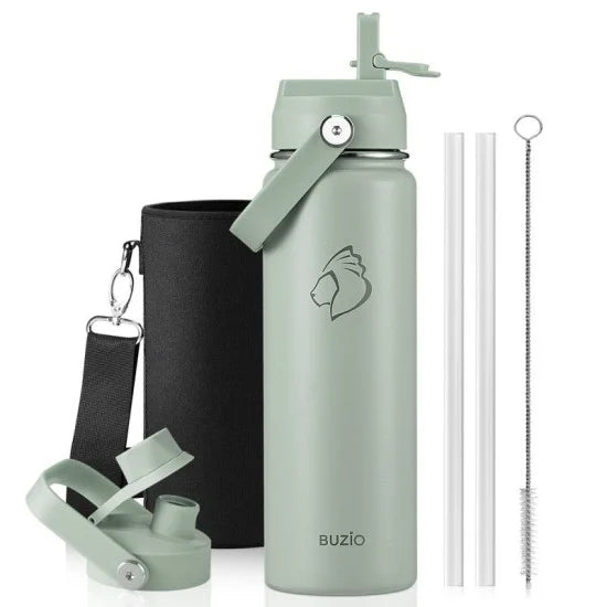Buzio Duet Series Water Bottle with 2 Lids and Sleeve 700ML