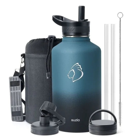 Buzio Trio Series Water Bottle with 3 Lids and Sleev 1.9L