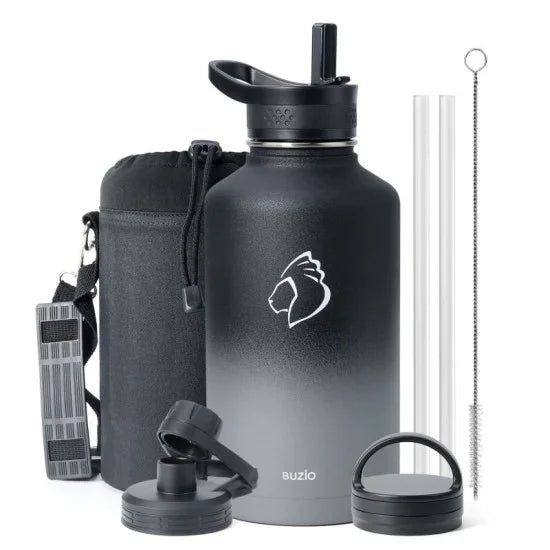 Buzio Trio Series Water Bottle with 3 Lids and Sleev 1.9L