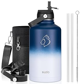 Buzio Duet Series Water Bottle with 2 Lids and Sleeve 1.9L