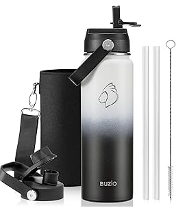Buzio Duet Series Water Bottle with 2 Lids and Sleeve 700ML