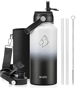 Buzio Duet Series Water Bottle with 2 Lids and Sleeve 1L