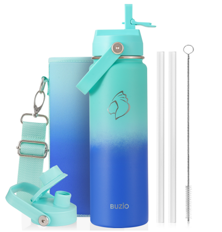 Buzio Duet Series Water Bottle with 2 Lids and Sleeve 700ML
