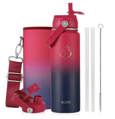 Buzio Duet Series Water Bottle with 2 Lids and Sleeve 700ML