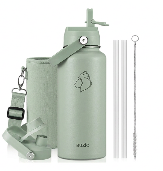 Buzio Duet Series Water Bottle with 2 Lids and Sleeve 1L