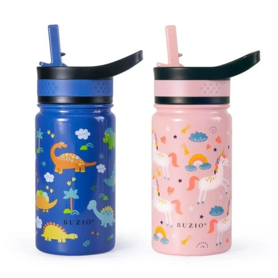 Buzio Kids Bottle with Straw Lid | 2 Pack 500ML