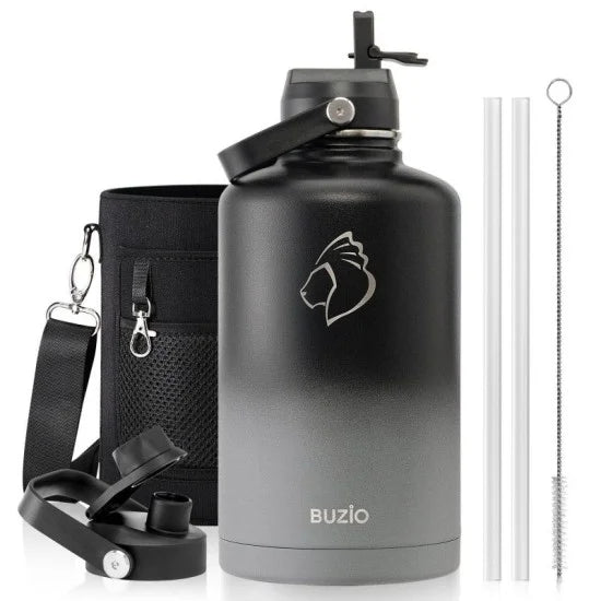 Buzio Duet Series Water Bottle with 2 Lids and Sleeve 2.5L