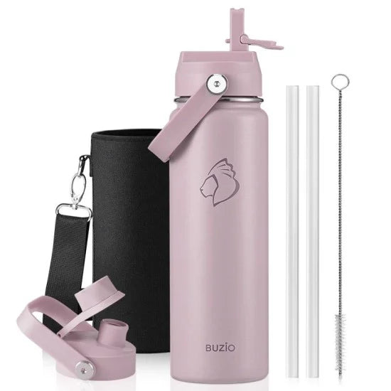 Buzio Duet Series Water Bottle with 2 Lids and Sleeve 700ML