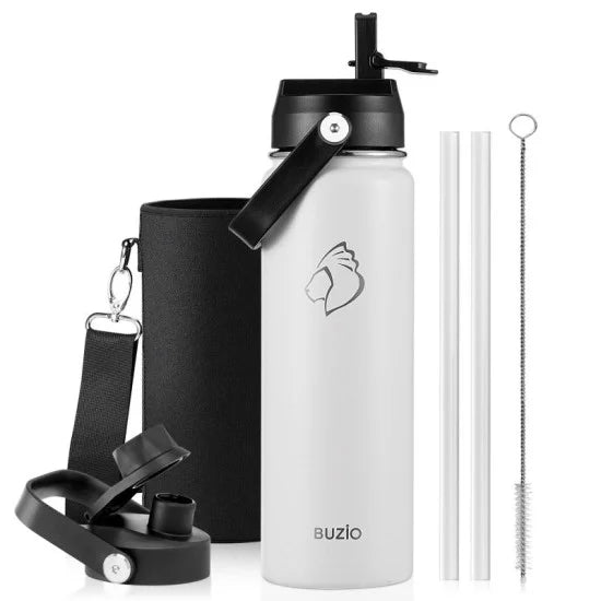 Buzio Duet Series Water Bottle with 2 Lids and Sleeve 700ML