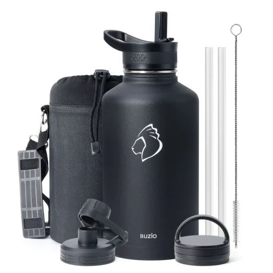 Buzio Trio Series Water Bottle with 3 Lids and Sleev 1.9L