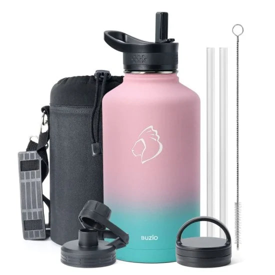 Buzio Trio Series Water Bottle with 3 Lids and Sleev 1.9L