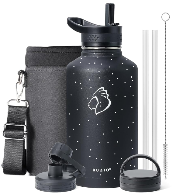 Buzio Trio Series Water Bottle with 3 Lids and Sleev 1.9L