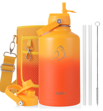 Buzio Duet Series Water Bottle with 2 Lids and Sleeve 1.9L