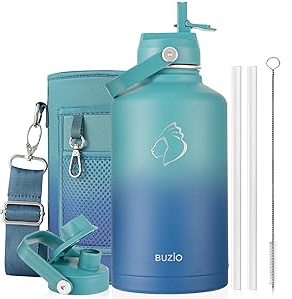 Buzio Duet Series Water Bottle with 2 Lids and Sleeve 1.9L