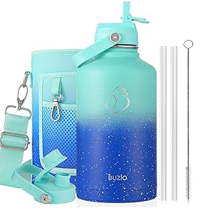 Buzio Duet Series Water Bottle with 2 Lids and Sleeve 1.9L
