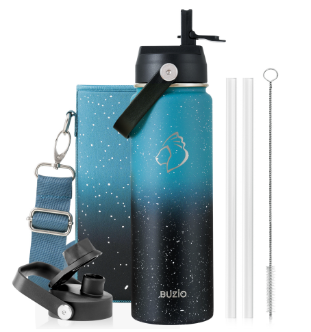 Buzio Duet Series Water Bottle with 2 Lids and Sleeve 700ML