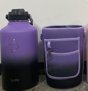 Buzio Duet Series Water Bottle with 2 Lids and Sleeve 1.9L