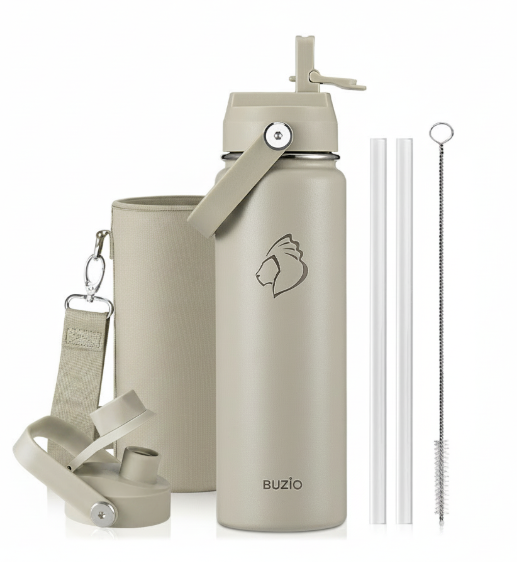 Buzio Duet Series Water Bottle with 2 Lids and Sleeve 700ML