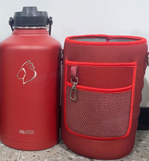 Buzio Duet Series Water Bottle with 2 Lids and Sleeve 1.9L