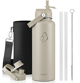 Buzio Duet Series Water Bottle with 2 Lids and Sleeve 1.2L